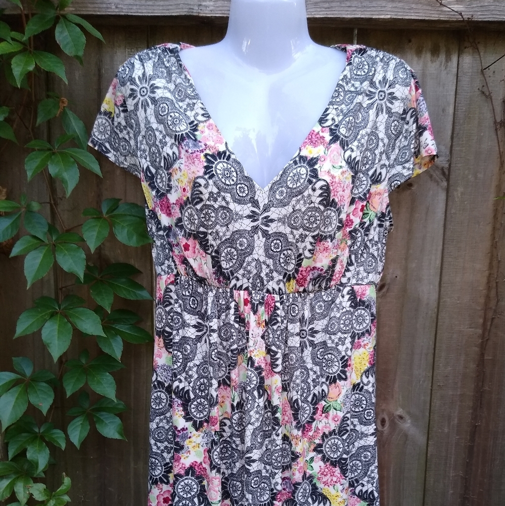 Soma Floral Boho Geometric Print Soft Lounge Dress